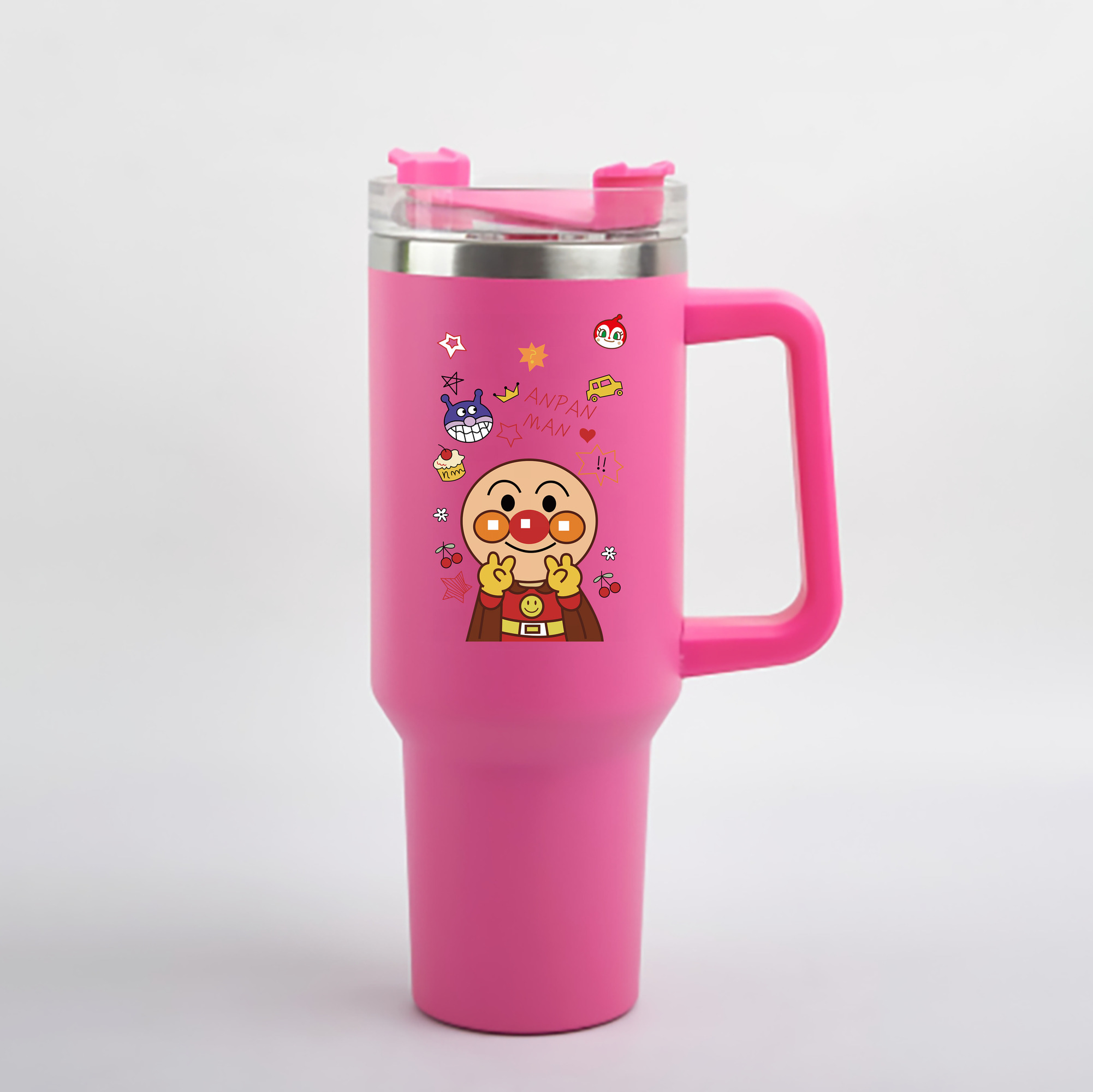 （画像用） アンパンマン Anpanman 1200mL車用タンブラー - クリスタルステッカー（プラスチックストロー付き）